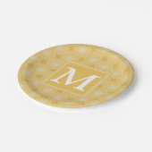 Monogramm-gelbe Kreismuster Pappteller (Schrägansicht)