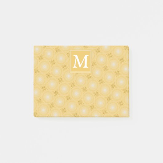 Monogramm-gelbe Kreismuster Post-it Klebezettel (Vorderseite)