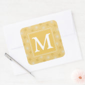 Monogramm-gelbe Kreismuster Quadratischer Aufkleber (Umschlag)