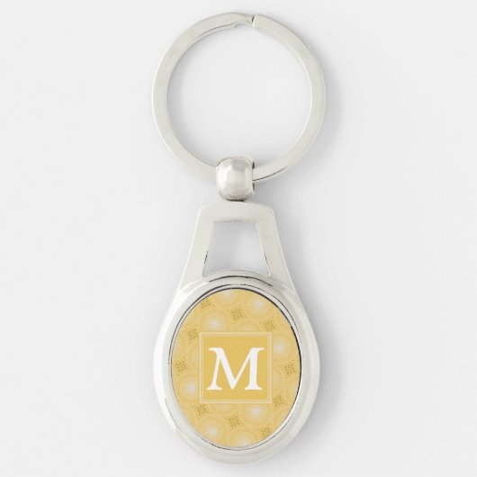 Monogramm-gelbe Kreismuster Schlüsselanhänger (Vorderseite)
