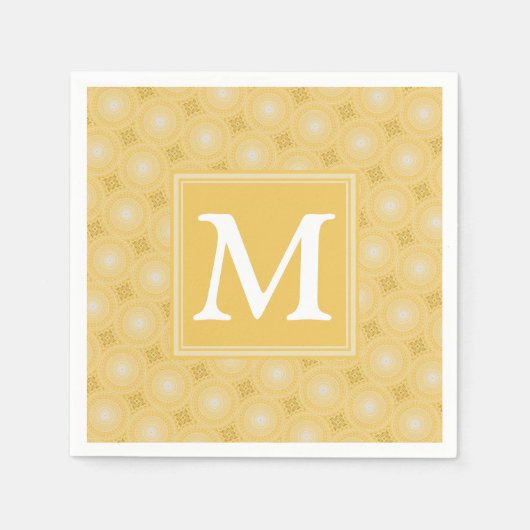 Monogramm-gelbe Kreismuster Serviette (Vorderseite)