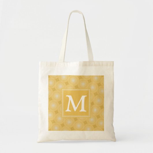 Monogramm-gelbe Kreismuster Tragetasche (Vorne)