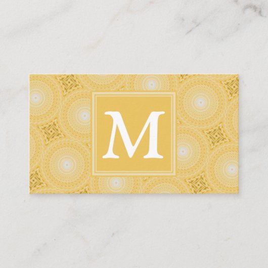Monogramm-gelbe Kreismuster Visitenkarte (Vorderseite)