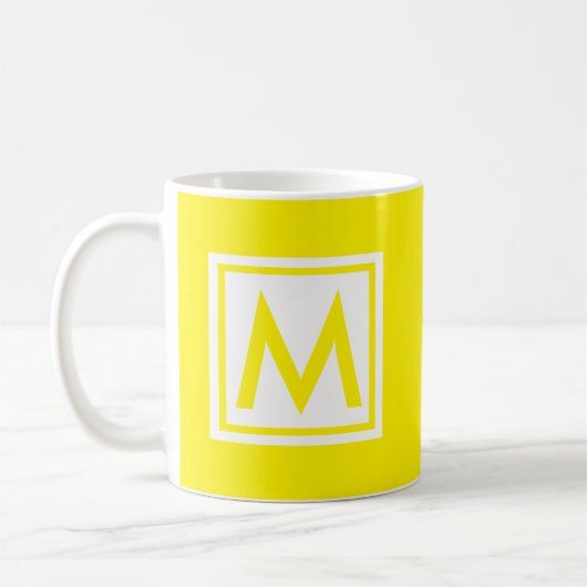 Monogramm-gelbe modische einfache kaffeetasse (Links)