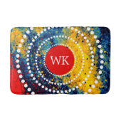 Monogramm-gelbe rote blaue badematte (Vorderseite)