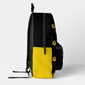 Monogramm gelbe Sonnenblumen auf schwarz Bedruckter Rucksack (Links)