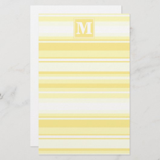 Monogramm gelbe Streifen Briefpapier (Vorne/Hinten)