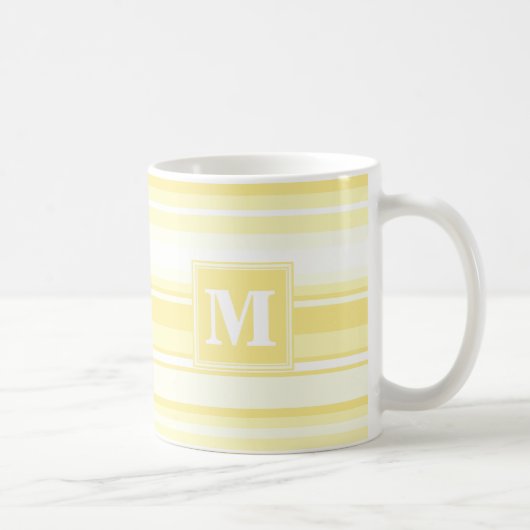 Monogramm gelbe Streifen Kaffeetasse (Rechts)