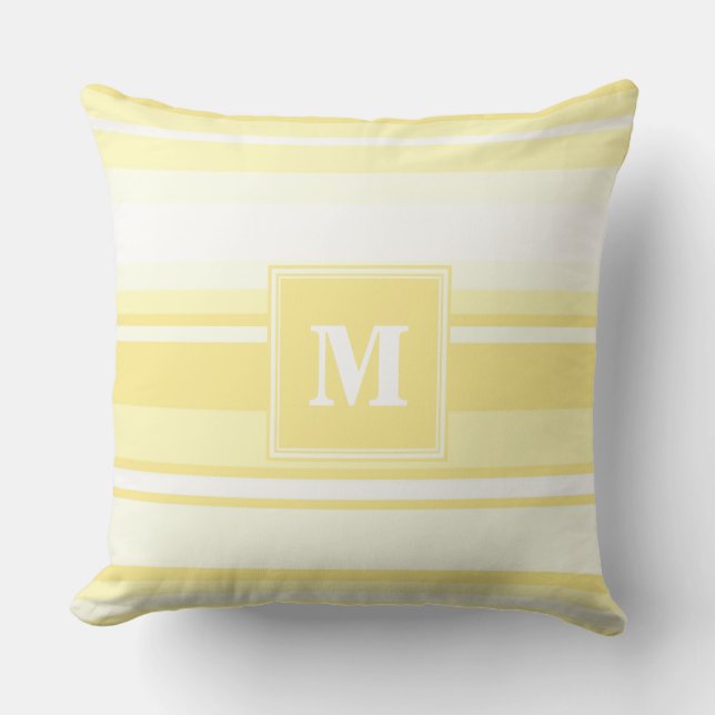 Monogramm gelbe Streifen Kissen (Vorderseite)