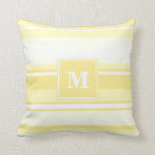 Monogramm gelbe Streifen Kissen