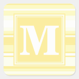 Monogramm gelbe Streifen Quadratischer Aufkleber