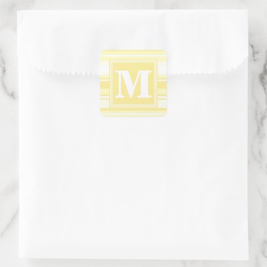 Monogramm gelbe Streifen Quadratischer Aufkleber (Tasche)