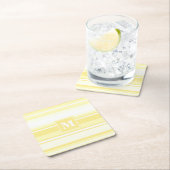 Monogramm gelbe Streifen Rechteckiger Pappuntersetzer (Vor Ort)