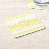 Monogramm gelbe Streifen Rechteckiger Pappuntersetzer (angewinkelt)