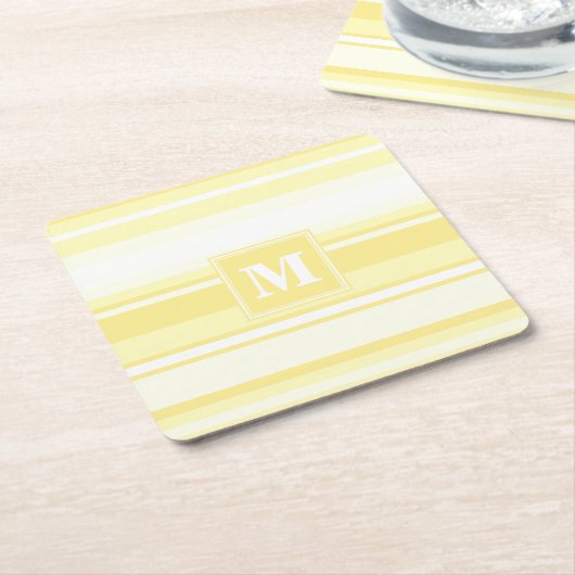 Monogramm gelbe Streifen Rechteckiger Pappuntersetzer (angewinkelt)