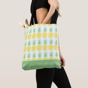 Monogramm Gelbe und Grüne Ananas Tasche
