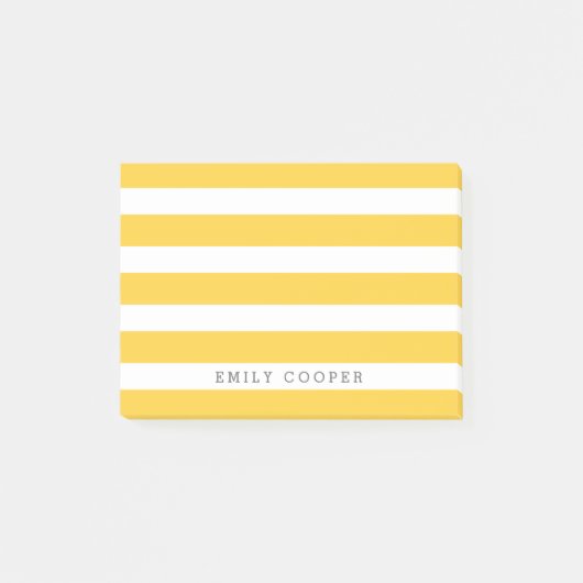 Monogramm gelbe und weiße klassische Streifen Post-it Klebezettel (Vorderseite)
