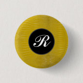 Monogramm Gelber Alligator Hautstruktur Button (Vorderseite)