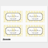 Monogramm gelber Damastrahmen aus Stadtgeschenktas Rechteckiger Aufkleber (Blatt)