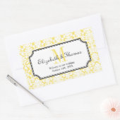 Monogramm gelber Damastrahmen aus Stadtgeschenktas Rechteckiger Aufkleber (Umschlag)