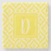 Monogramm Gelbes Drei-Tonen-Diamant-Muster Steinuntersetzer (Vorderseite)