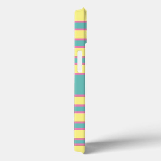 Monogramm Gelbpinke Aqua Türkis Streifen Case-Mate iPhone Hülle (Rückseite / Rechts)