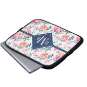 Monogramm-| gemaltes Rosen-Muster Laptopschutzhülle (Vorne Knopf)