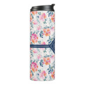Monogramm-| gemaltes Rosen-Muster Thermosbecher (Nach links gedreht)