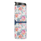 Monogramm-| gemaltes Rosen-Muster Thermosbecher (Nach rechts gedreht)