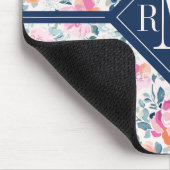Monogramm | Gemaltes Rosenmuster Mousepad (Ecke)