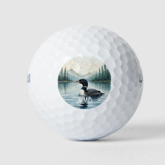 Monogramm Gemeiner Säger Vogel Natur Tier Golfball (Vorderseite)