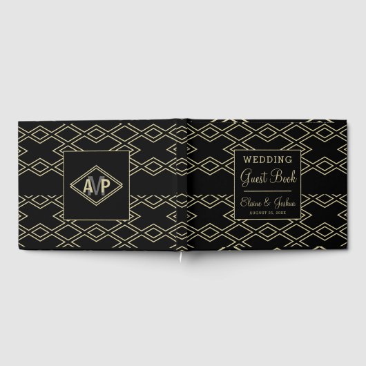 Monogramm geometrisches Hochzeitstorbuch Gästebuch (Voll)