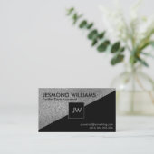 Monogramm - Geometrisches Silber - Rechnungslegung Visitenkarte (Stehend Vorderseite)