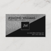 Monogramm - Geometrisches Silber - Rechnungslegung Visitenkarte (Vorderseite)