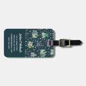 Monogramm| geometrisches Succulents-Muster Gepäckanhänger (Vorderseite horizontal)