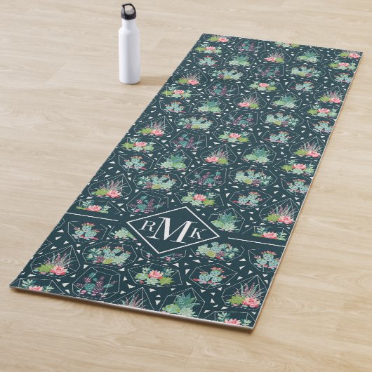 Monogramm| geometrisches Succulents-Muster Yogamatte (Beispiel)