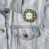 Monogramm| Geoschritt| Gold & Dark Aquamarin Pat Button (Beispiel)