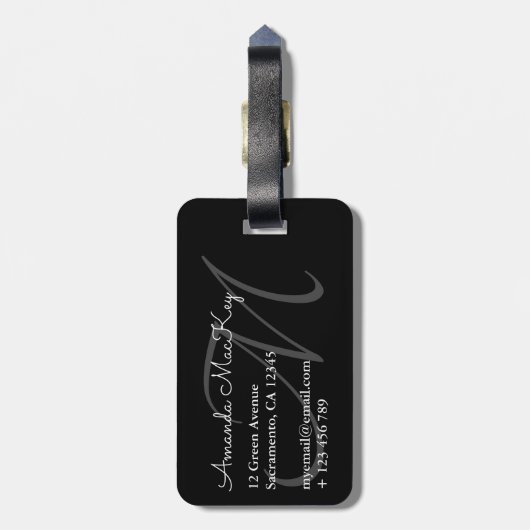 Monogramm Gepäckanhänger (Rückseite vertikal)