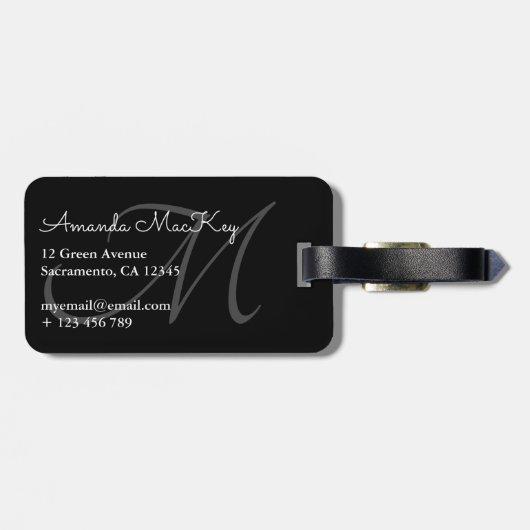 Monogramm Gepäckanhänger (Rückseite horizontal)