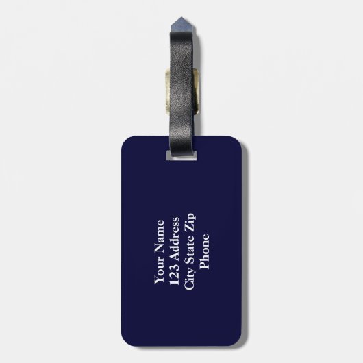 Monogramm Gepäckanhänger| Blaue und weiße Streifen Gepäckanhänger (Rückseite vertikal)