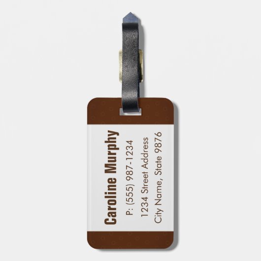 Monogramm-Gepäckanhänger - Bronzetinte, elegantes Gepäckanhänger (Rückseite vertikal)