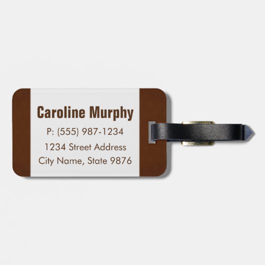 Monogramm-Gepäckanhänger - Bronzetinte, elegantes Gepäckanhänger (Rückseite horizontal)