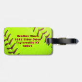 Monogramm-Gepäckanhänger der Softball-gelber Gepäckanhänger (Rückseite horizontal)