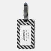 Monogramm-Gepäckanhänger für Schwarzweiß-Streifen Gepäckanhänger (Rückseite vertikal)