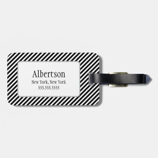 Monogramm-Gepäckanhänger für Schwarzweiß-Streifen Gepäckanhänger (Rückseite horizontal)