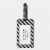 Monogramm-Gepäckanhänger für Schwarzweiß-Streifen Gepäckanhänger (Rückseite vertikal)