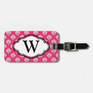 Monogramm-Gepäckanhänger - rosa Damast Gepäckanhänger