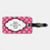 Monogramm-Gepäckanhänger - rosa Damast Gepäckanhänger (Rückseite horizontal)