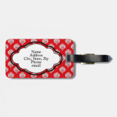 Monogramm-Gepäckanhänger - roter Damast Gepäckanhänger (Rückseite horizontal)