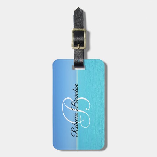 Monogramm-Gepäckmarke für das Tropical Beach Trave Gepäckanhänger (Vorderseite vertikal)